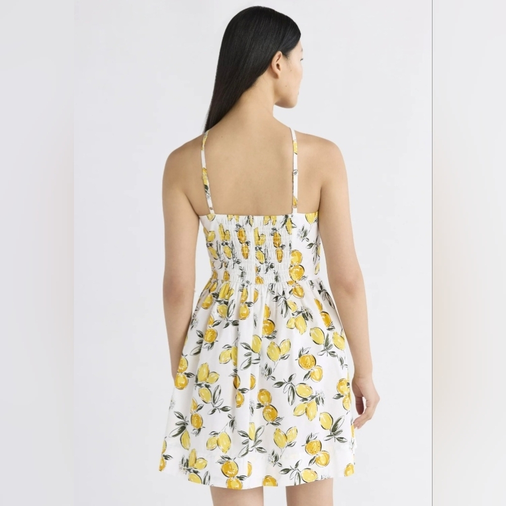 Free Assembly Women’s Halter Mini Dress Lemon Print Fit & Flare Cotton Plus 2X - Picture 3 of 4